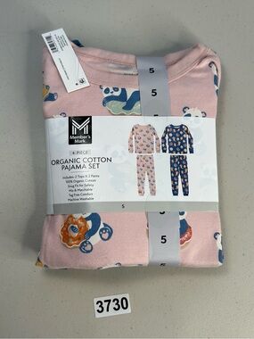 MEMBER’S MARK GIRLS 4PC ORGANIC COTTON PAJAMA SET SIZE 5 PANDA /DESSERTS